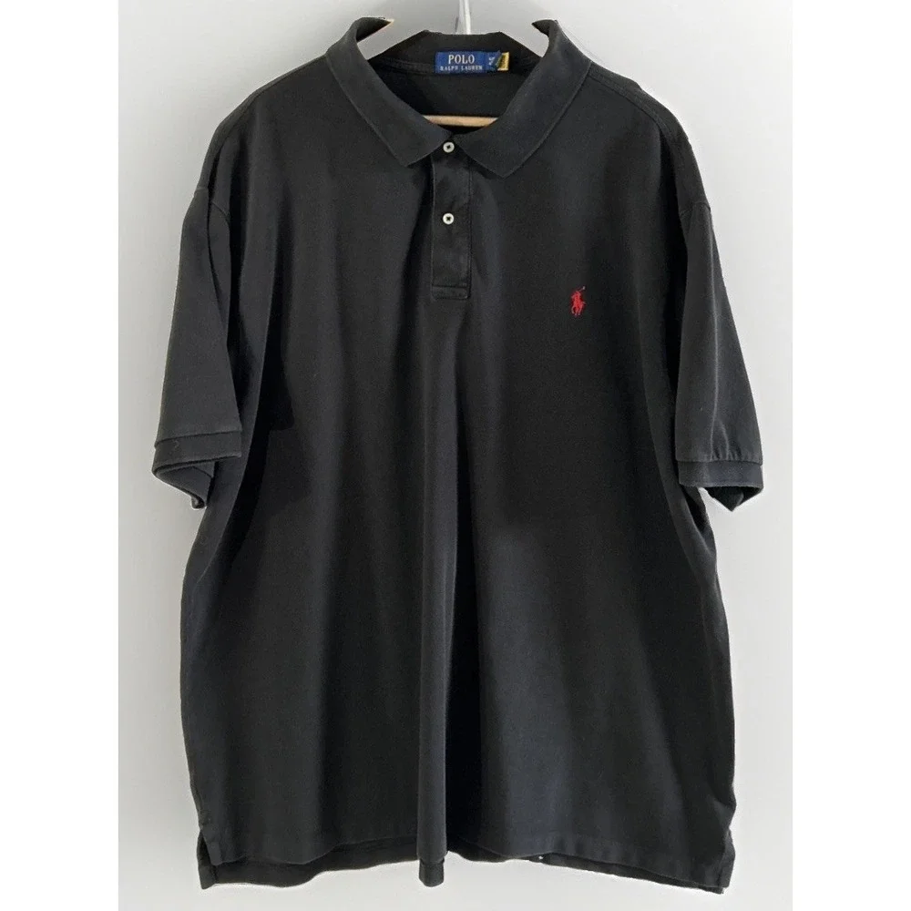 Mens Polo Ralph Lauren Big & Tall‎ Polo Shirt Sz 4XB Big Short Sleeve Black